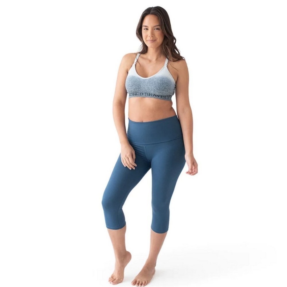 KINDRED BRAVELY Francesca Maternity Postpartum Atheleisure Blue Capri Leggings